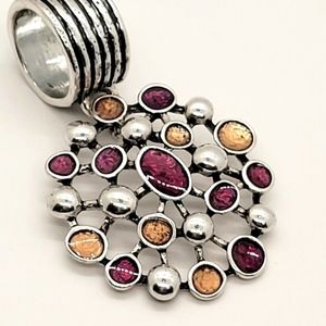 Scarf Necklace Jewelry, with Red, Gold and Silver Coloring, Lightweight, Round,